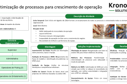 Visual summary of KronoLog Solutions’ business case on warehouse process optimization, showing project description, organizational structure, implemented solutions, and efficiency results achieved.