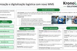 Visual summary of KronoLog Solutions’ business case on logistics optimisation and digitalisation with a new WMS in a pharmaceutical environment, showing activity, approach, solutions and results.